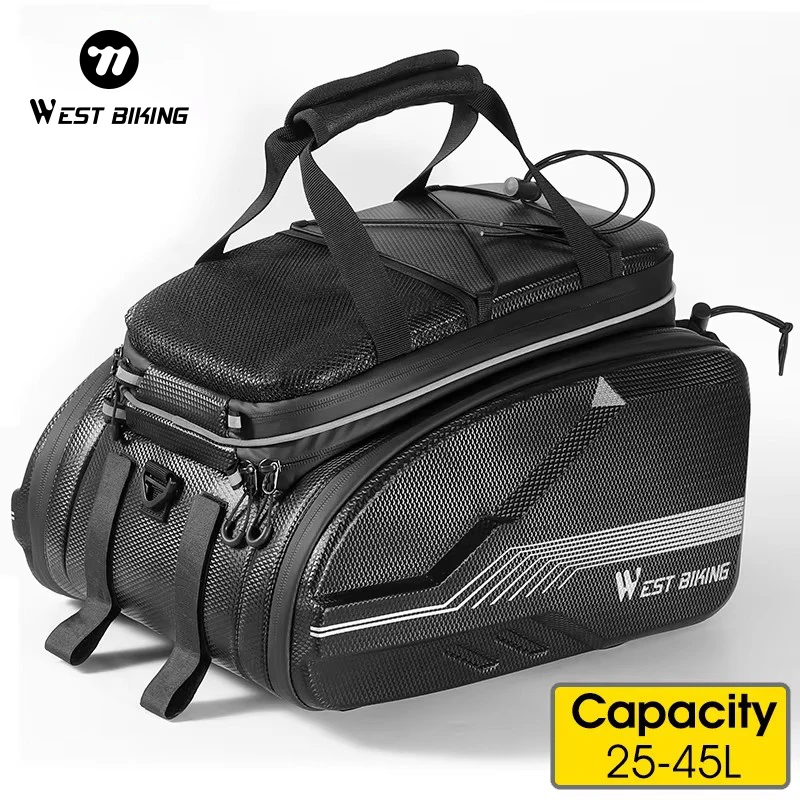 Bicycle 25-45L Multifunctional Bicycle Rear Seat Bag Waterproof Cycling Bike Rack Trunk Cargo Pannier Bag Handbag Shoulder Bag