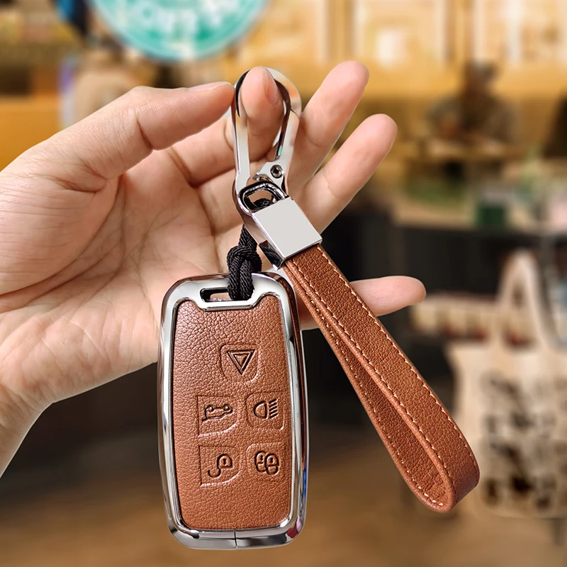 Car Zinc Alloy Leather Key Case Cover For Land Range Rover Sport Discovery Sport Evoque Freelander 2 For JAGUAR XE XF XJ F PACE - view 5
