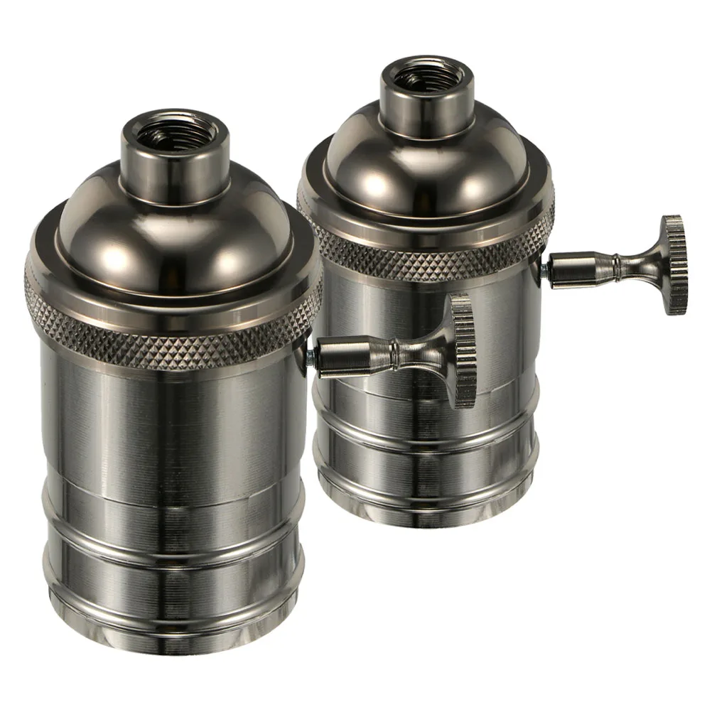 

2Pcs Vintage E27 Lamp Holders Secure Hold Heat Resistant Retro Hanging Light Socket Screw in Knob Switch Light Adapter