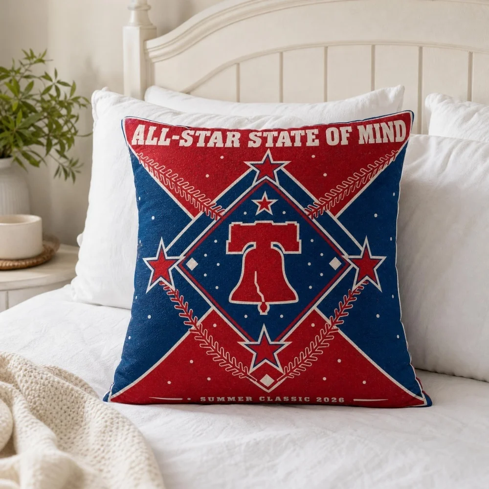 Multi Sizes Decorative Cushion Full Stuffed Throw Pillow Vintage Red Blue Star Bell Print Square Pillow Indoor Couch Bed Decor