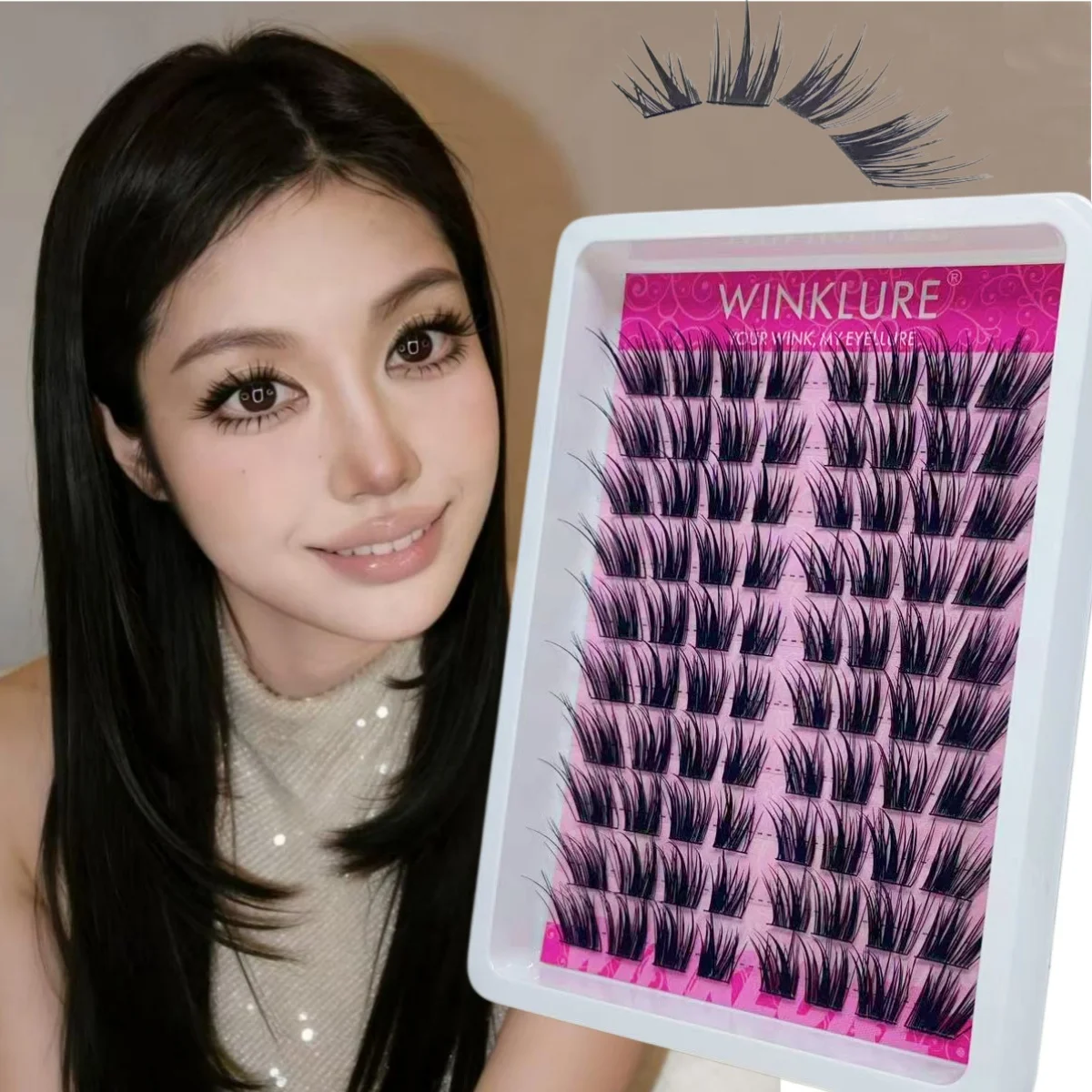 WINKLURE 10 Reihen D-Curl Manga Wimpern-Cluster, Fox Cat Cluster Wimpern, Natürlicher Look, Cosplay Anime-Stil Wimpernverlängerungen, Flauschig – Detail 2