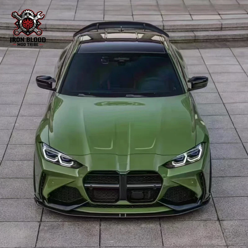 Suitable for 2020+ BMW M3 M4 G8X modification and upgrade AR-style dry carbon fiber primer half-carbon front bumper front lip