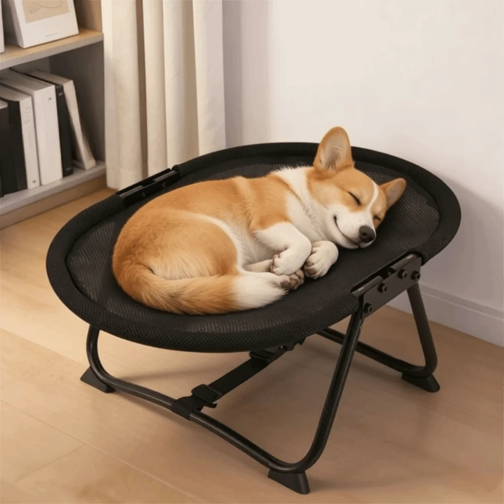 

Universal Foldable Dog Elevated Bed Sturdy Frame Breathable Mesh Cat Marching Bed Cat Hammock Oval Cat Sofa Bed Travel Portable