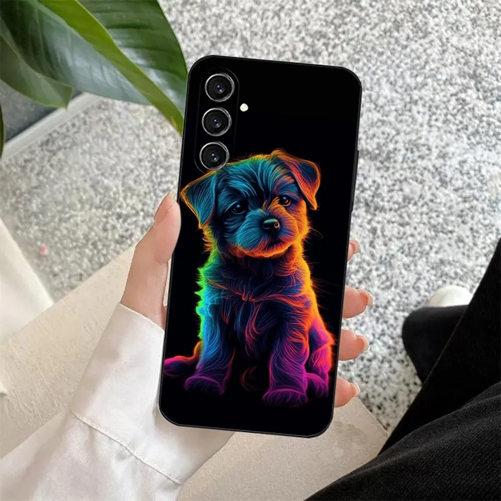 Coque en silicone souple avec animaux colorés, coque noire pour Samsung S24,23,22,30,21,10,9,Ultra,Plus,Lite,FE