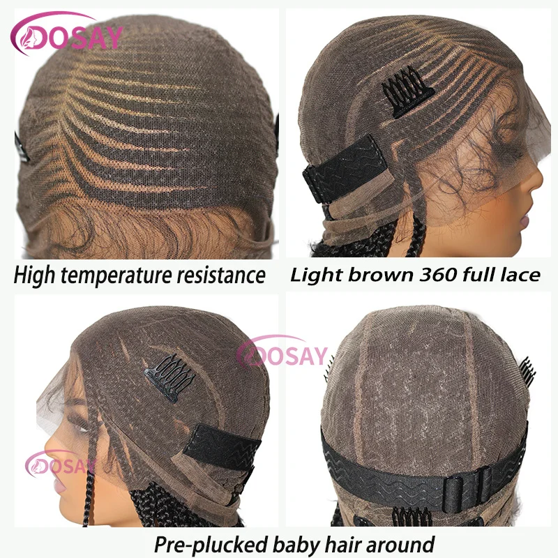 Synthetic 360 Full Lace Wigs 36Inch Long Cornrow Braided Wig Free Hairstyle Transparent Lace Goddess Knotless Locs Braids Wig