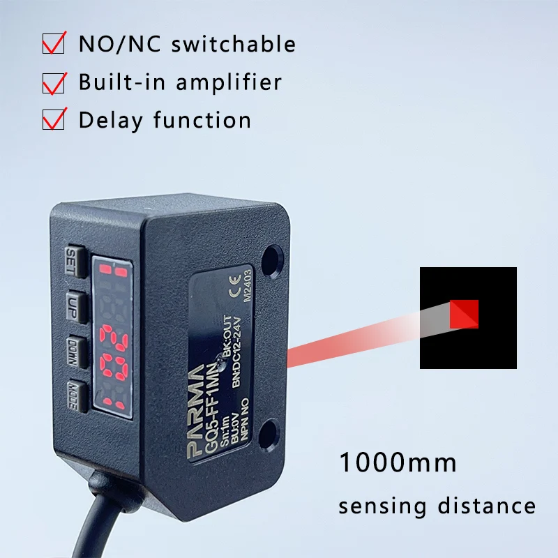 PARMA Photoelectric Sensor Square Infrared Diffuse Reflection 12-24V NPN PNP Distance 1M Digital Display Optical Photoell Switch