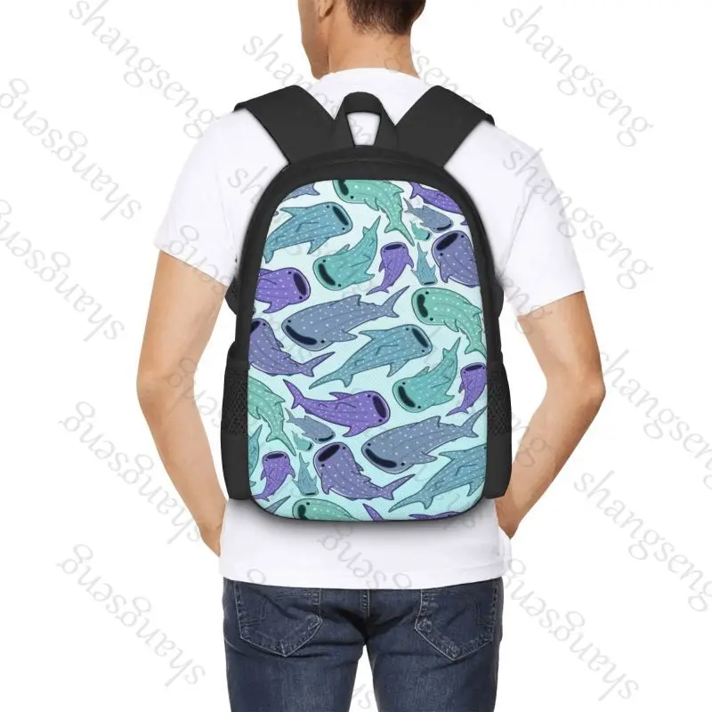 Cartoon Shark Large capacity printed schoolbag boys and girls backpack teenagers students leisure travel commuter backpack