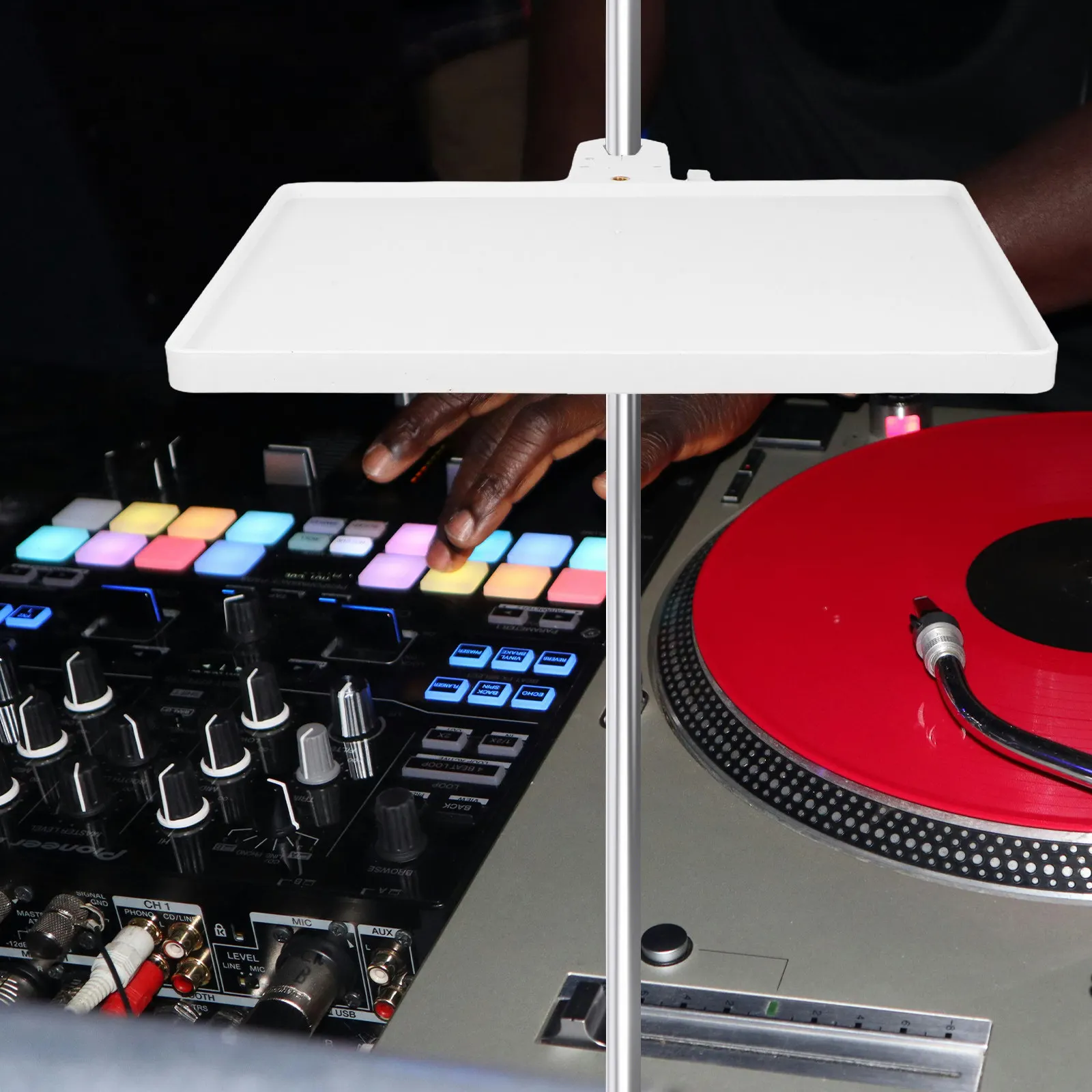 Universal Adjustable Microphone Stand Attachment Tray Sound Card Storage Platform for Live Streaming Broadcasting Karaoke
