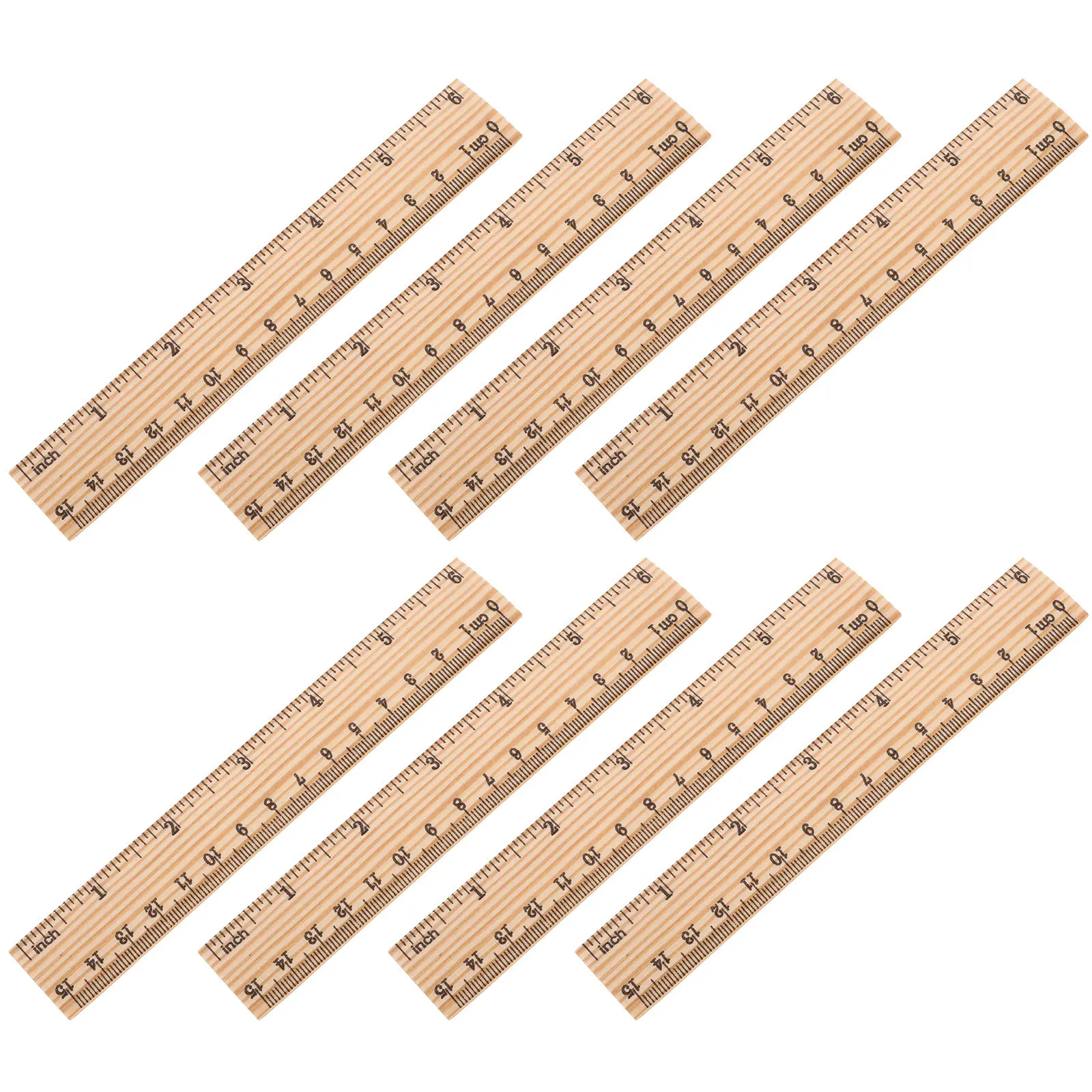 30Pcs 6 Inch 15Cm Wood Straight Ruler Sturdy Learning Aid Measuring Tool Classroom Training Aid for Drafting