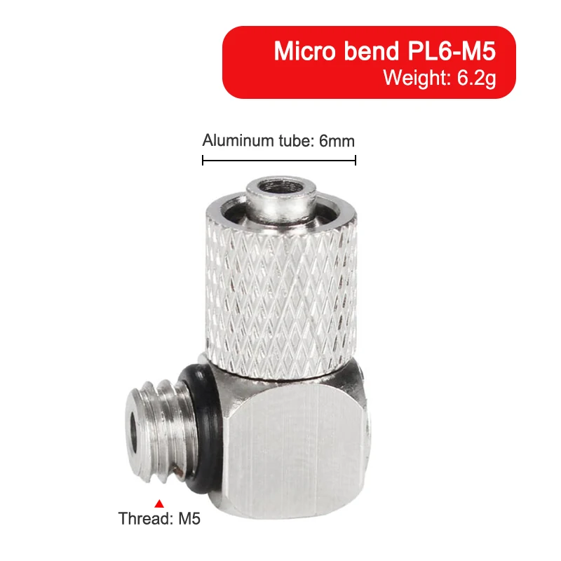 Pneumatic Miniature Connector PL/PC4/6-M5/M3/M6/M4 SMC Type Miniature Nickel-Plated All-Copper Quick-Screw Right-Angle Elbow