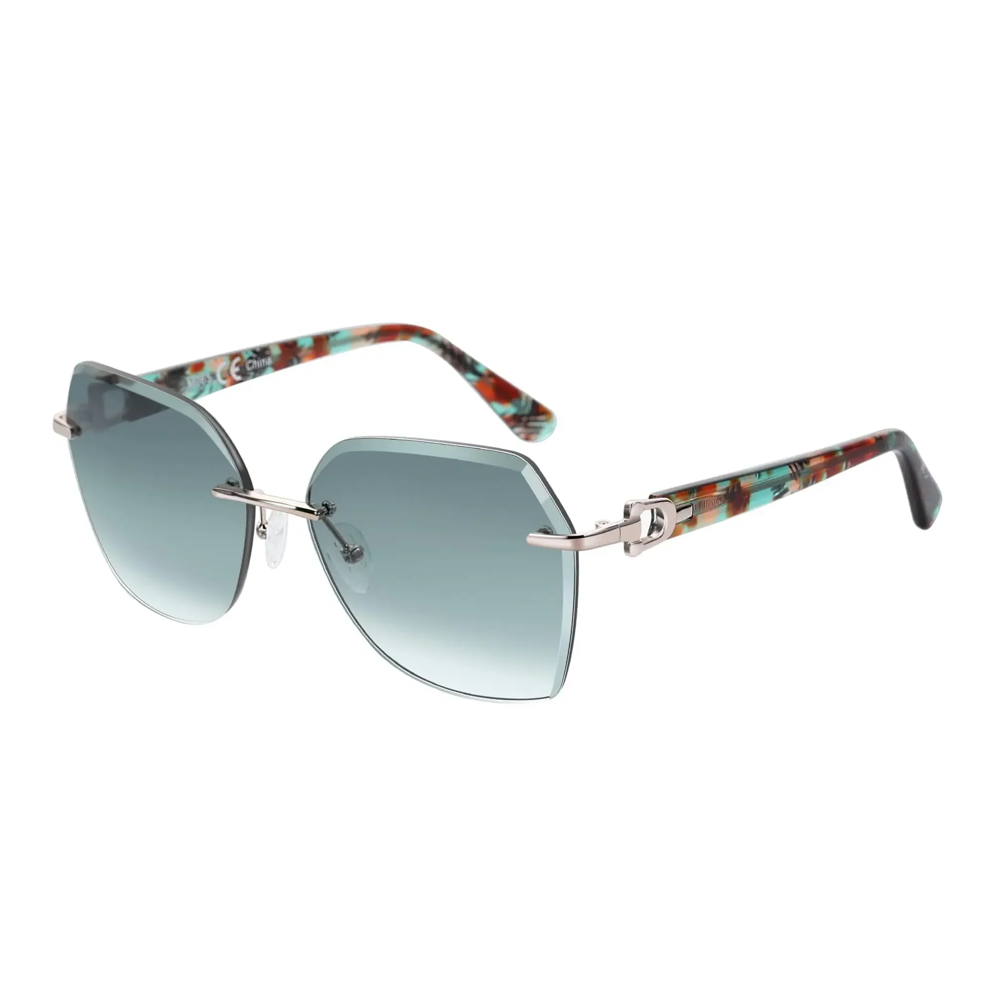 

BLUEMOKY UV400 защитные солнцезащитные очки без оправы женские большие геометрические алмазные огранки с градиентными линзами модная удобная одежда