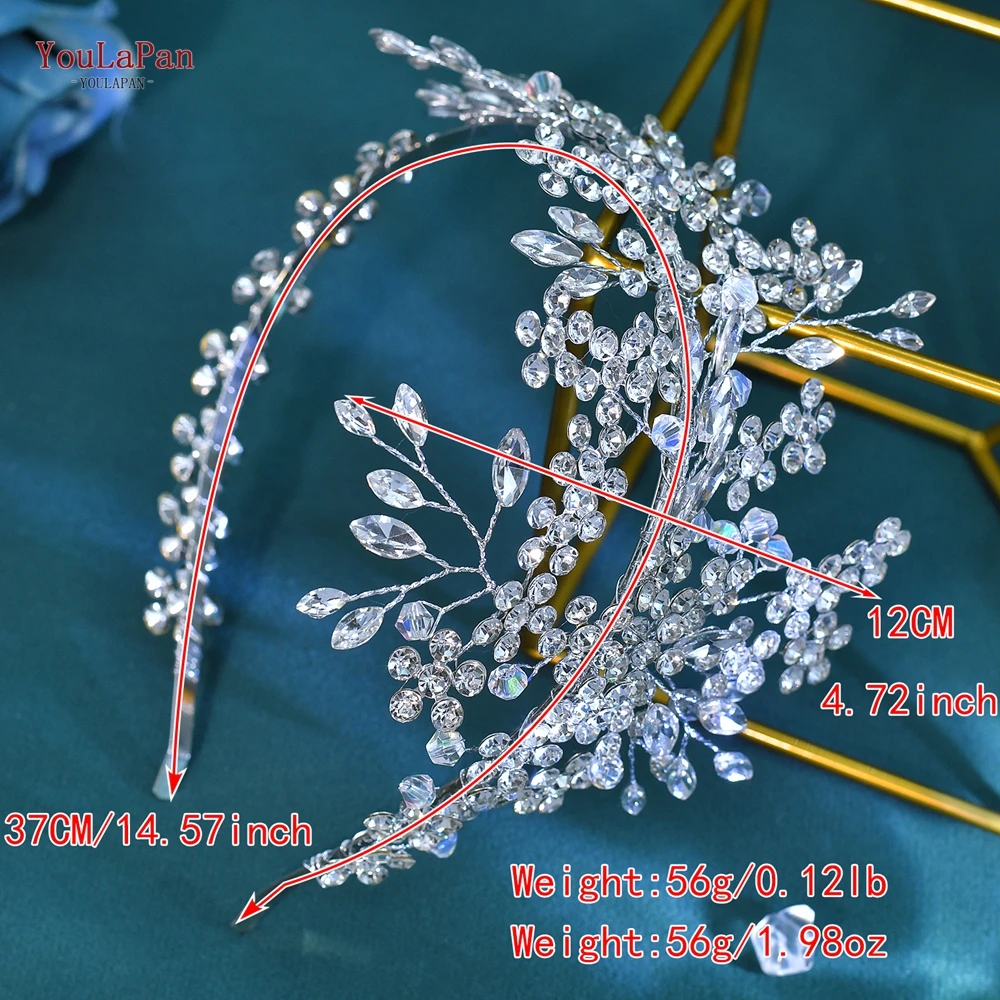YouLaPan Handmade Rhinestone Flower Bride Head Hoop Accessories Princess Wedding Party Banquet Silver Color Headpieces HP992 image 6