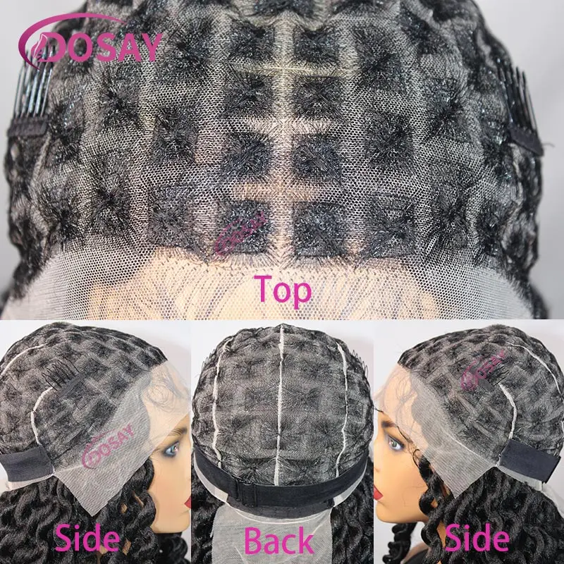 22-Zoll-synthetische Full-Lace-Frontal-geflochtene Perücken, Butterfly-Twist-geflochtene Perücken, lockige Wellen, gewellte Cornrow-Zöpfe-Perücke für schwarze Frauen