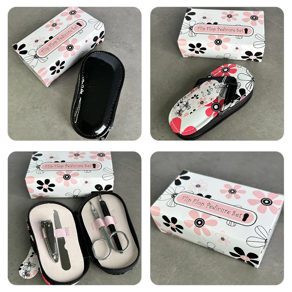 1 set Flower Slippers Nail Clipper Manicure Set Stainless Steel Pedicure Tools Kit For Women Travel Nail Care Tool Manicure