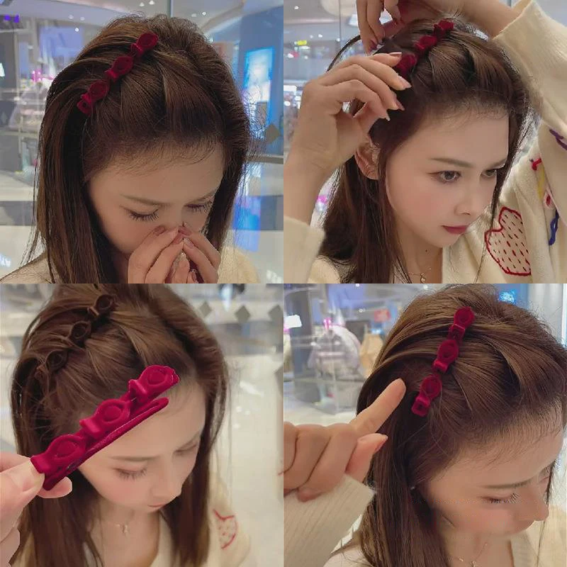 3/4/6Pcs Flocking คลิปผมสําหรับผู้หญิงด้านข้าง Braided Hairpin ผมหวาน Bangs สาวคลิป Barrettes อุปกรณ์เสริมผมชุด