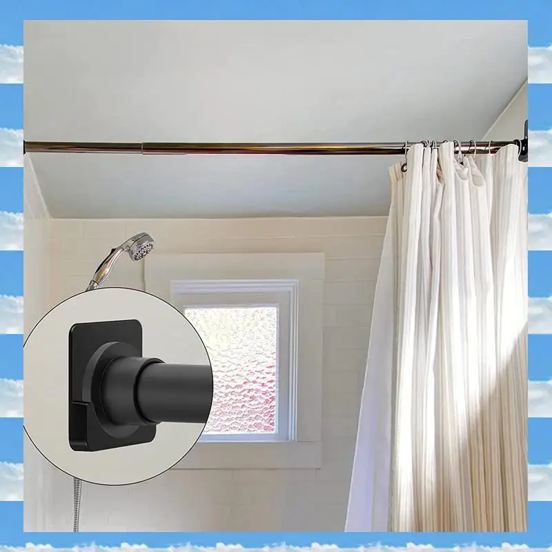 

A11I 8 Pieces Adhesive Shower Curtain Rod Holder Shower Rod Retainer Wall Mount Holder, Shower Curtain Rod Not Included White