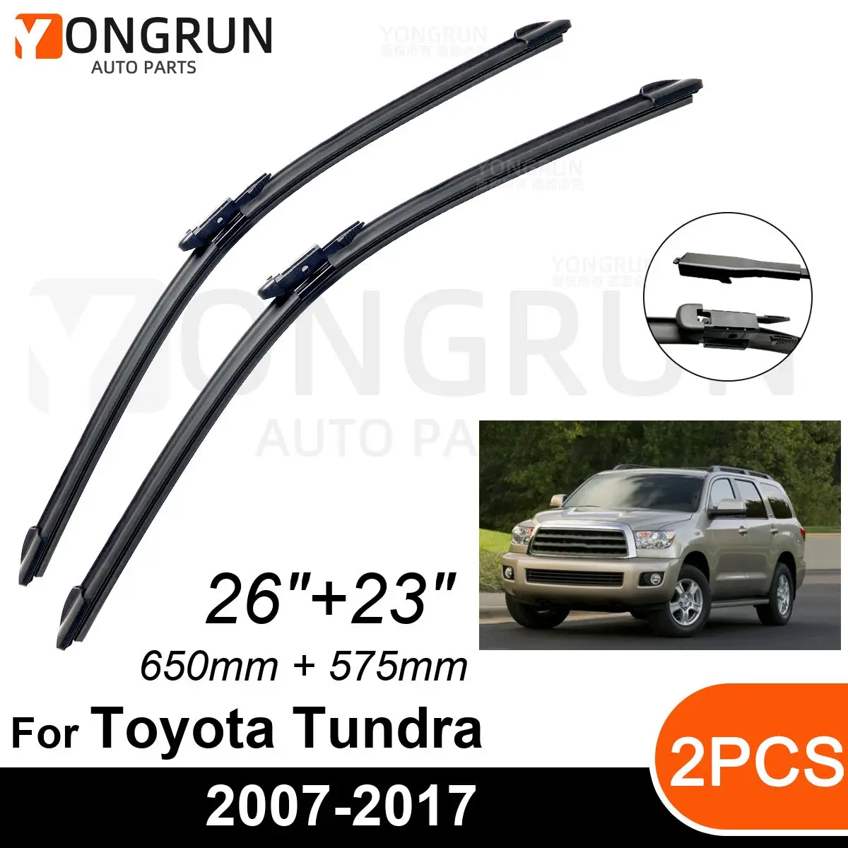 

Car Front Windshield Wipers For Toyota Tundra Sequoia 2007-2017 Wiper Blade Rubber 26"+23" Car Windshield Windscreen Accessories