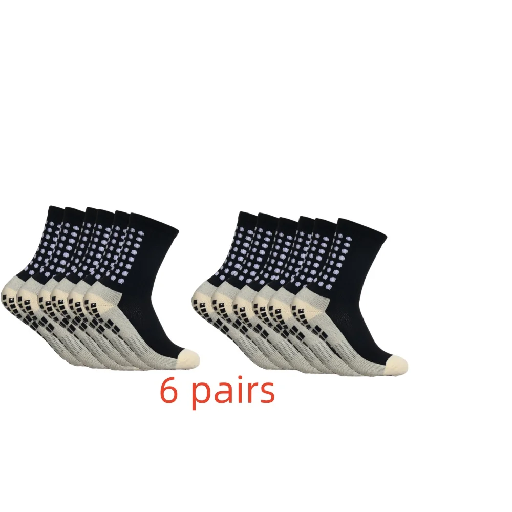 6 pairs of Jindian non slip breathable towel sole football socks, mid length basketball socks image 2