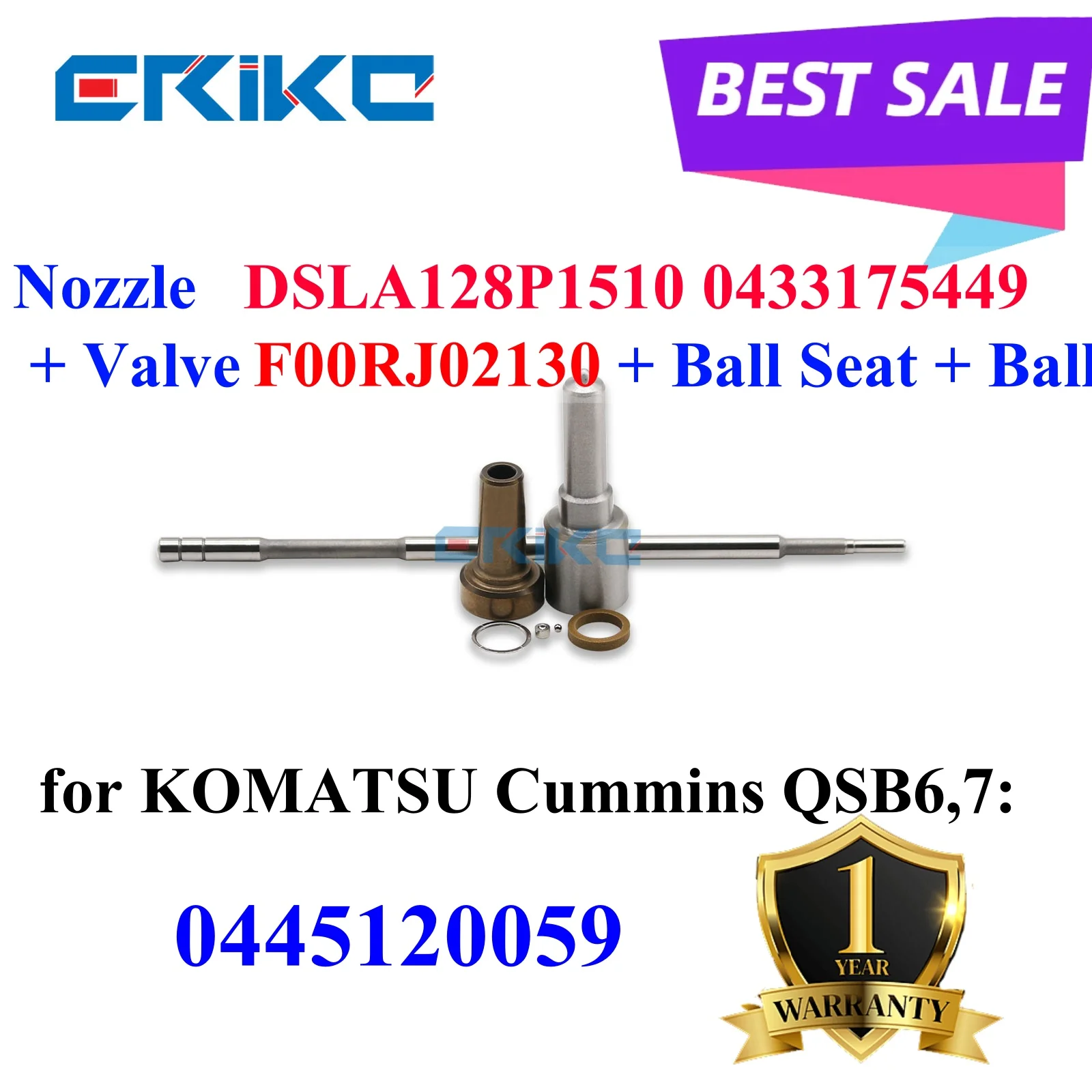 

0445120059 Common Rail Injector Kits DSLA128P1510 Nozzle 0433175449 Valve F00RJ02130 For KOMATSU Cummins 3976372 4945969