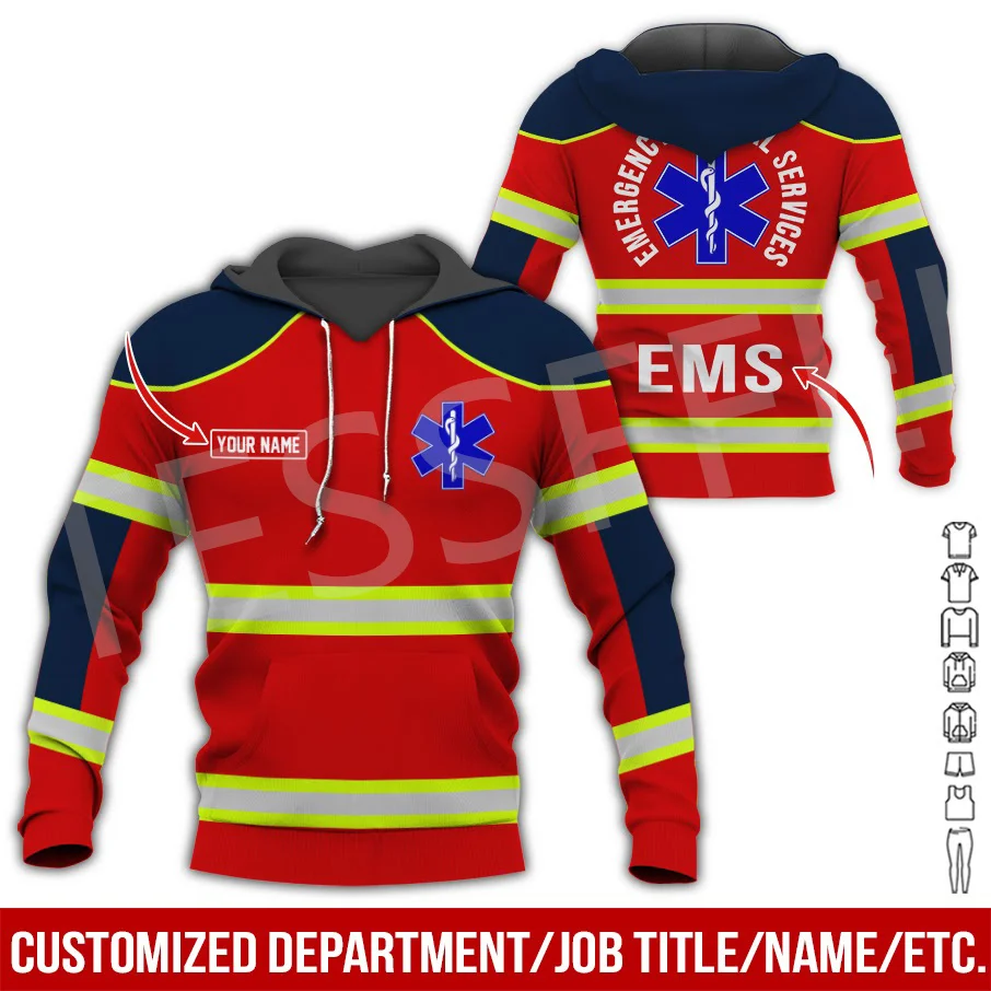 

NewFashion Custom Name Cosplay EMS Paramedic EMT Worker Retro Funny Tracksuit 3DPrint Harajuku Casual Pullover Jacket Hoodies 16