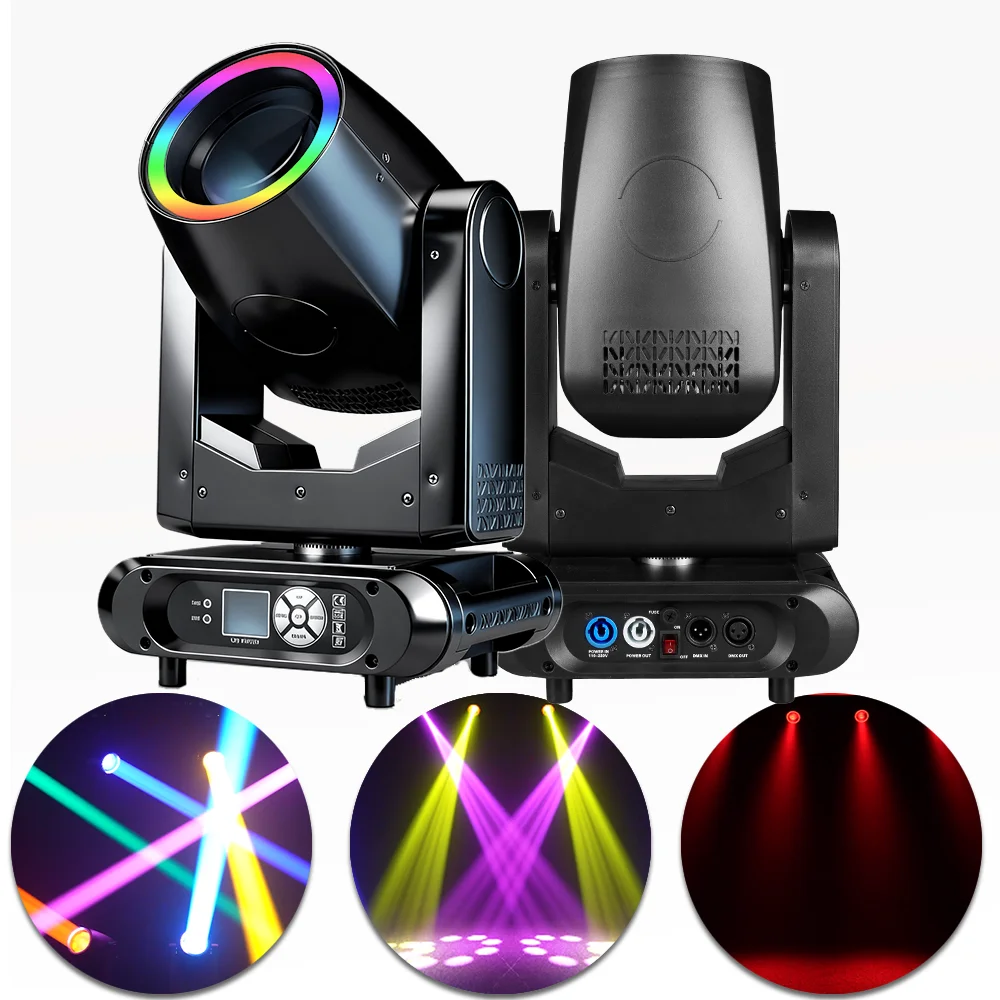 

300W LED Beam Moving Head Light with ring focus wash Rainbow DMX512 for DJ Disco party wedding bar