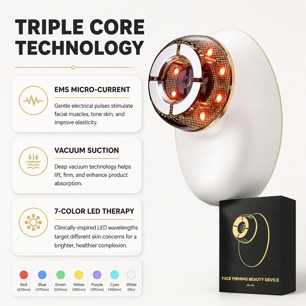 Multi-functional EMS Micro-current Facial Massager Red Light Negative Pressure Adsorption Skin soothing Care Beauty Lifting Tool