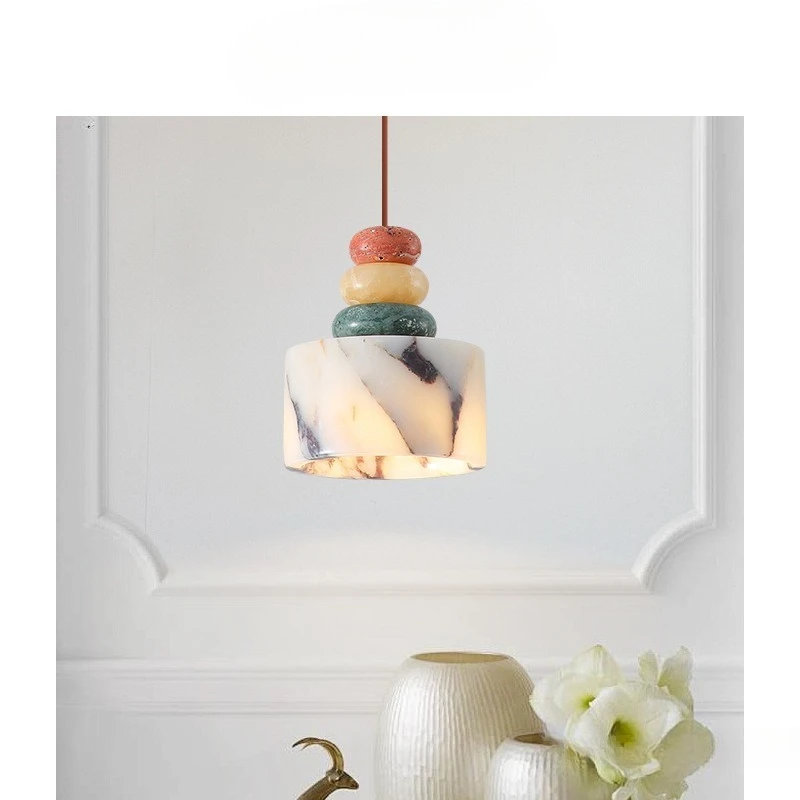 

Marble bedroom bedside chandelier luxury stone light luxury entrance aisle sofa