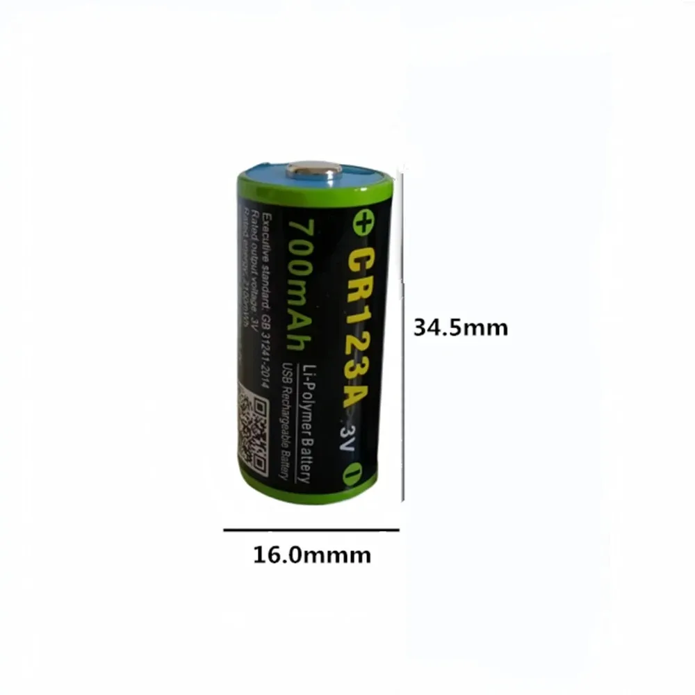 ZNTER CR123A Rechargeable Battery 700mAh 3.0V USB Lithium Battery with Type-C Charging Cable