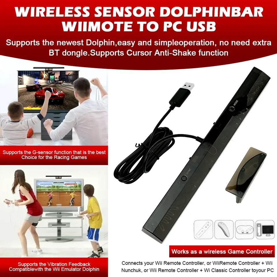 Wireless Sensor Bar DolphinBar for Wii Remote Wireless Game
