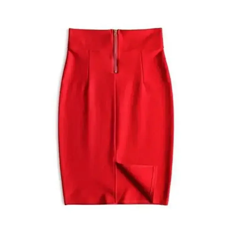Faldas Mujer Moda 2024 Fashion High Waist Black Bodycon Skirts Midi Zipper Elastic Korean Elegant Sexy Y2k Office Pencil Skirt