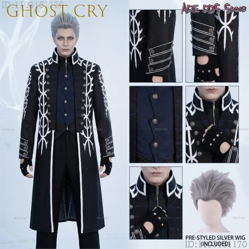 Fantasias Dmc Vergil Cosplay Full Costumes And Sets May Cry Costume Game Outfit Coat Jacket Vest Pants косплей Disfraz Adulto view 6