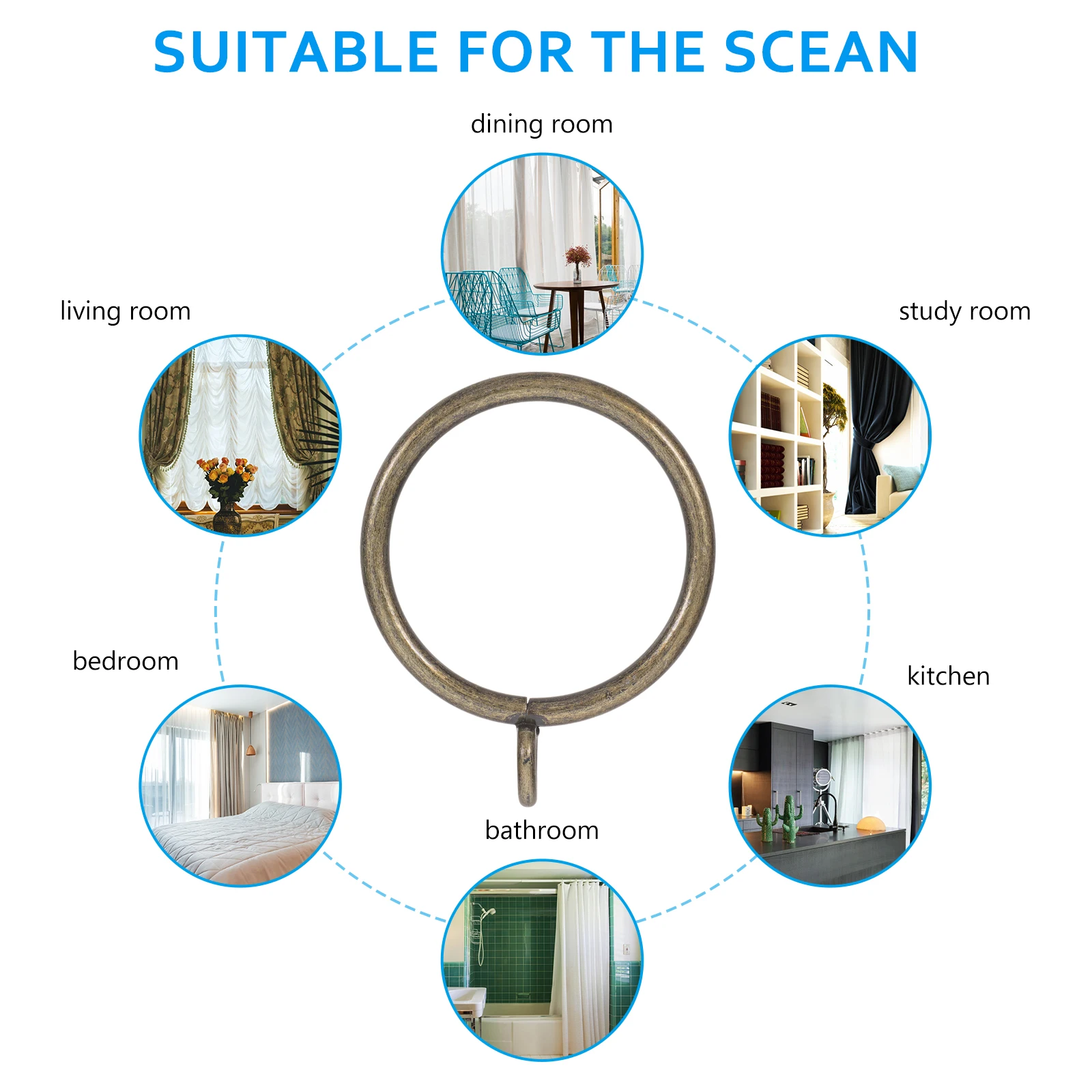 

20pcs Curtain Ring Hooks Eyelet Rings for Drapes Thick Material Quiet Operation Compatible Curtains Shower Curtains