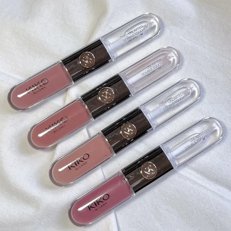 New Kiko Double Headed Lipstick Transparent Mirror Lip Gloss Non Fading Oil Sexy Rich Lip Gloss Milk Tea Bean Paste Naked Makeup