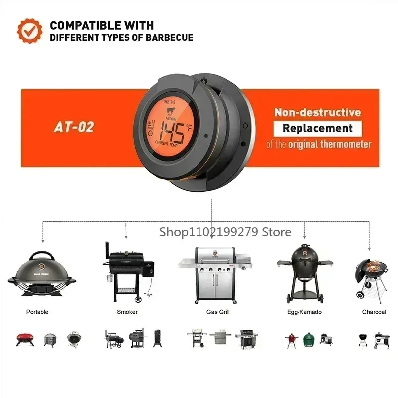 Termómetro de Carne Digital Inalámbrico Bluetooth para Exteriores 2026, Sonda de Alimentos para Barbacoa, Parrilla de Carbón, Horno y Ahumador