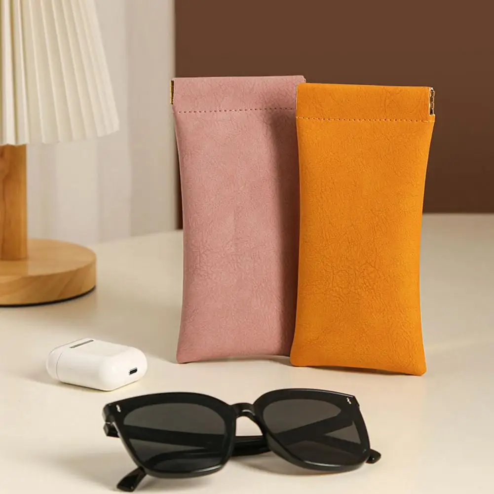 

Glasses Storage Bag Automatic Closed Sunglasses Case Waterproof Soft Faux Leather Elastic Opening Eyewear Storage Bag