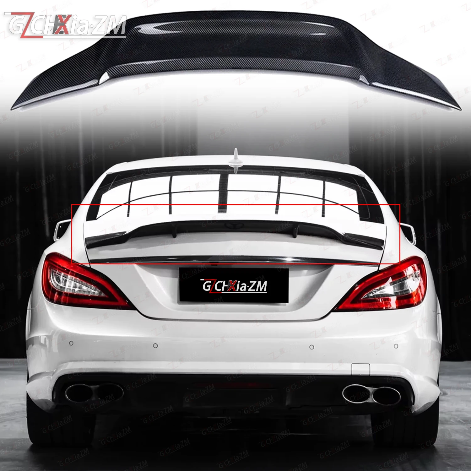 For Mercedes CLS W218 AMG 2011-2016 Spoiler Carbon Fiber Material Trunk Lid Decorative Cover Automotive Aerodynamics Kit Wing