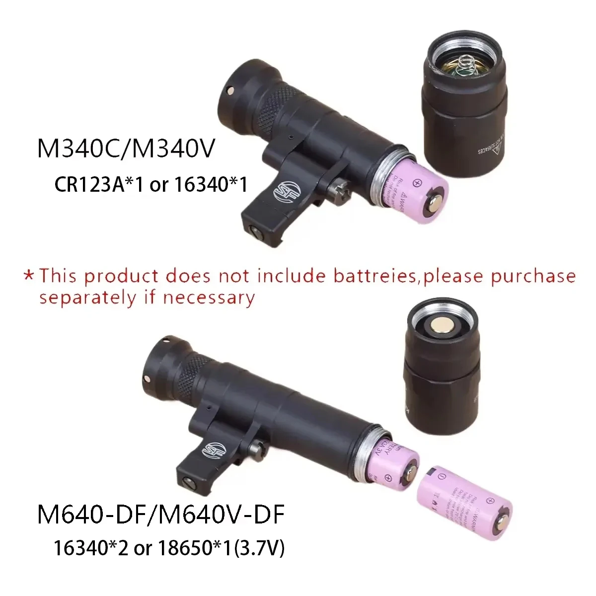 Tactical Surefir M300 M600 M640DF M640V M340V M340C LED Flashlight M640 M340 Airsoft Light 20mm Picatinny Rail