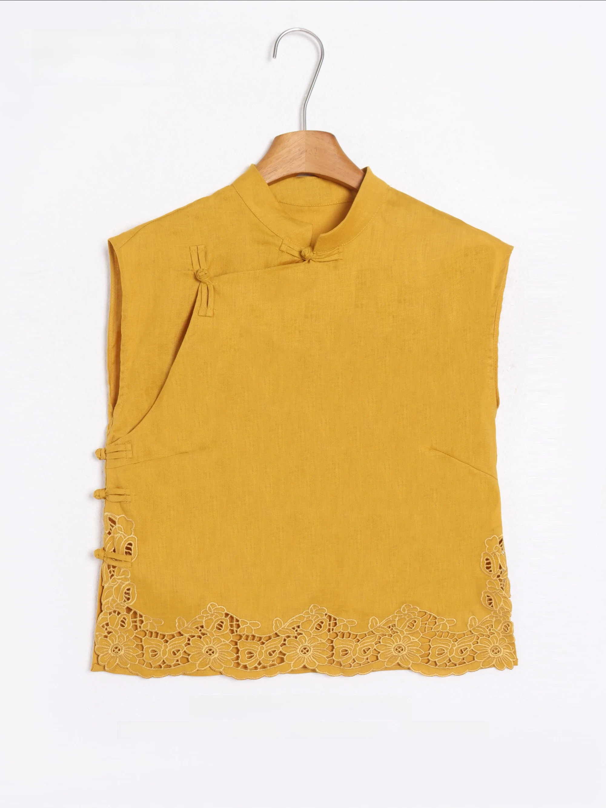 

Новый китайский кружевной жилет на пуговицах в стиле ретро, женский льняной топ GZQJ Curd Dr, винтажный Sle