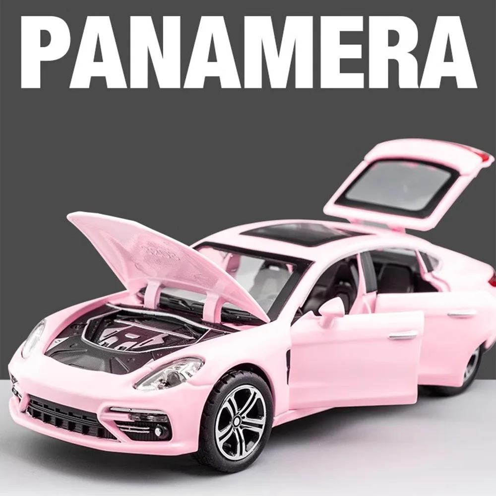 Panamera ของเล่นโมเดลรถยนต์สปอร์ตอัลลอยด์แบบ1:32, ของเล่น Diecast ประตูเปิดด้วยเสียงยานพาหนะรุ่นของขวัญวันหยุดสำหรับเด็กผู้ชาย