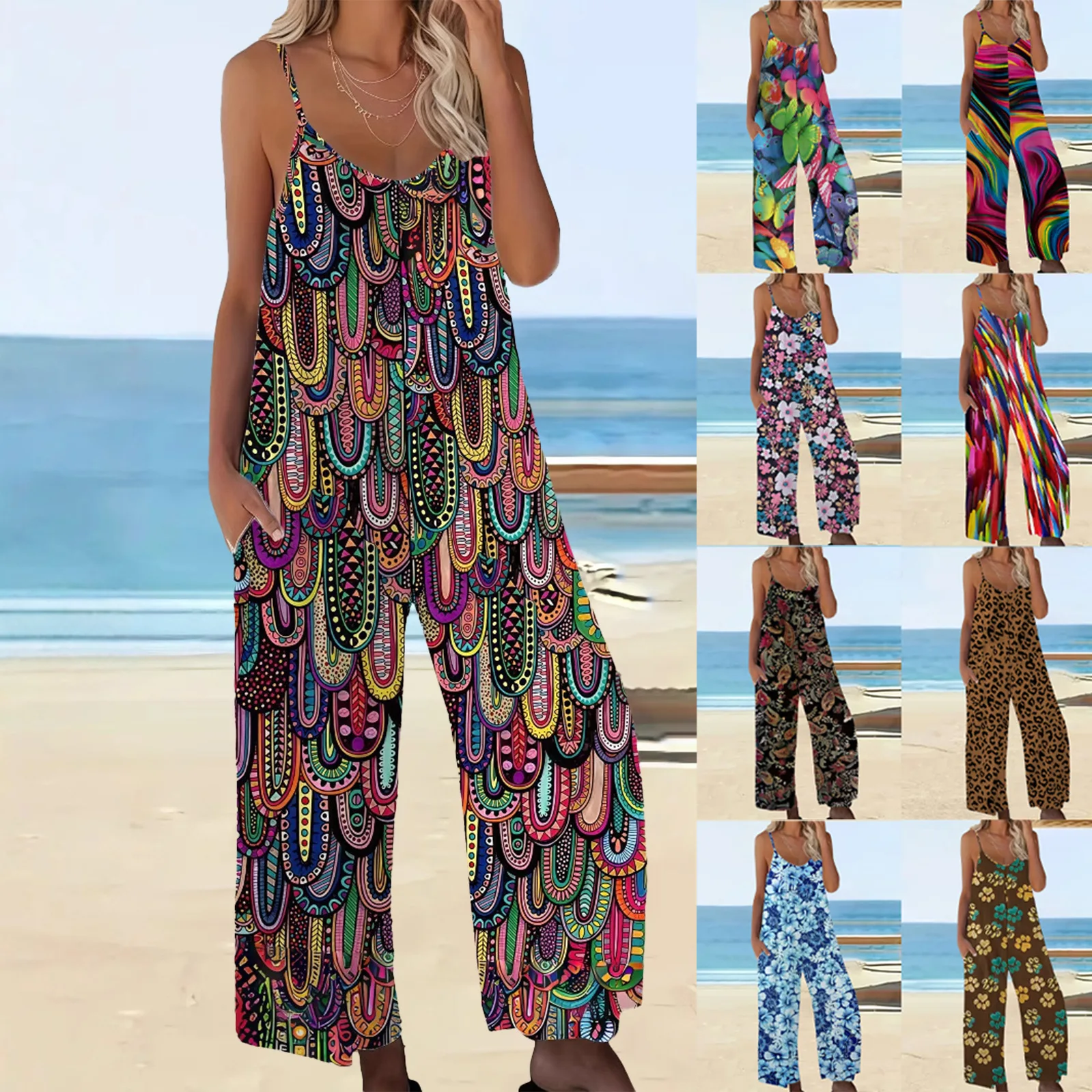 

Ele Faionable, лето 2025 г., женские брюки свободного кроя в этническом стиле, большие размеры, уличная одежда со средней талией