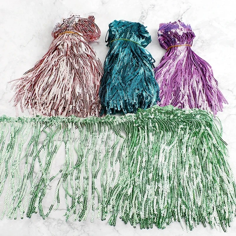 

5Yards Meetee 17mm Sequin Tassel Stage Decor Tassels Curtain Trimming Fringe Lace Costume Glitter Fringes DIY Sewing Accessories