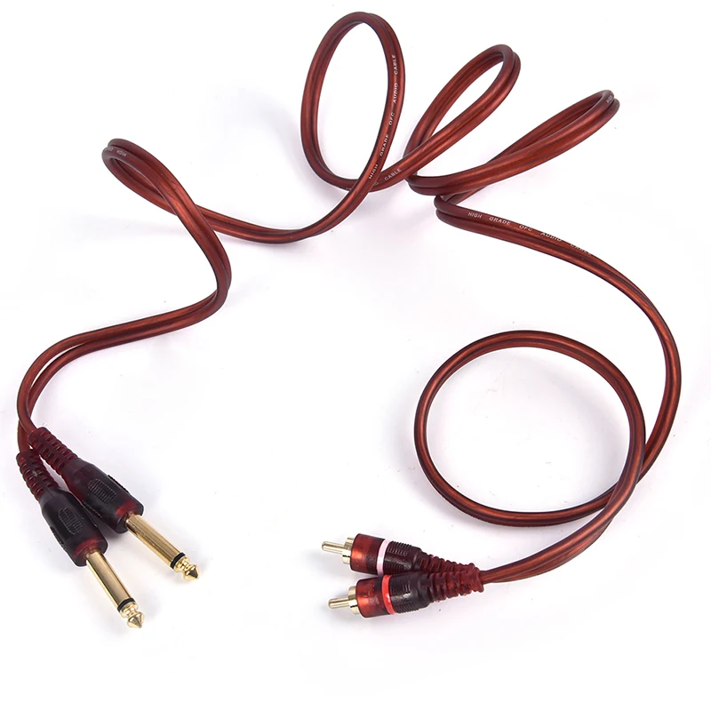 New Arrival 1pc 1.5M Cable, Dual RCA Male To Dual 6.35mm 1/4 Inch Male Mixer Audio Cable