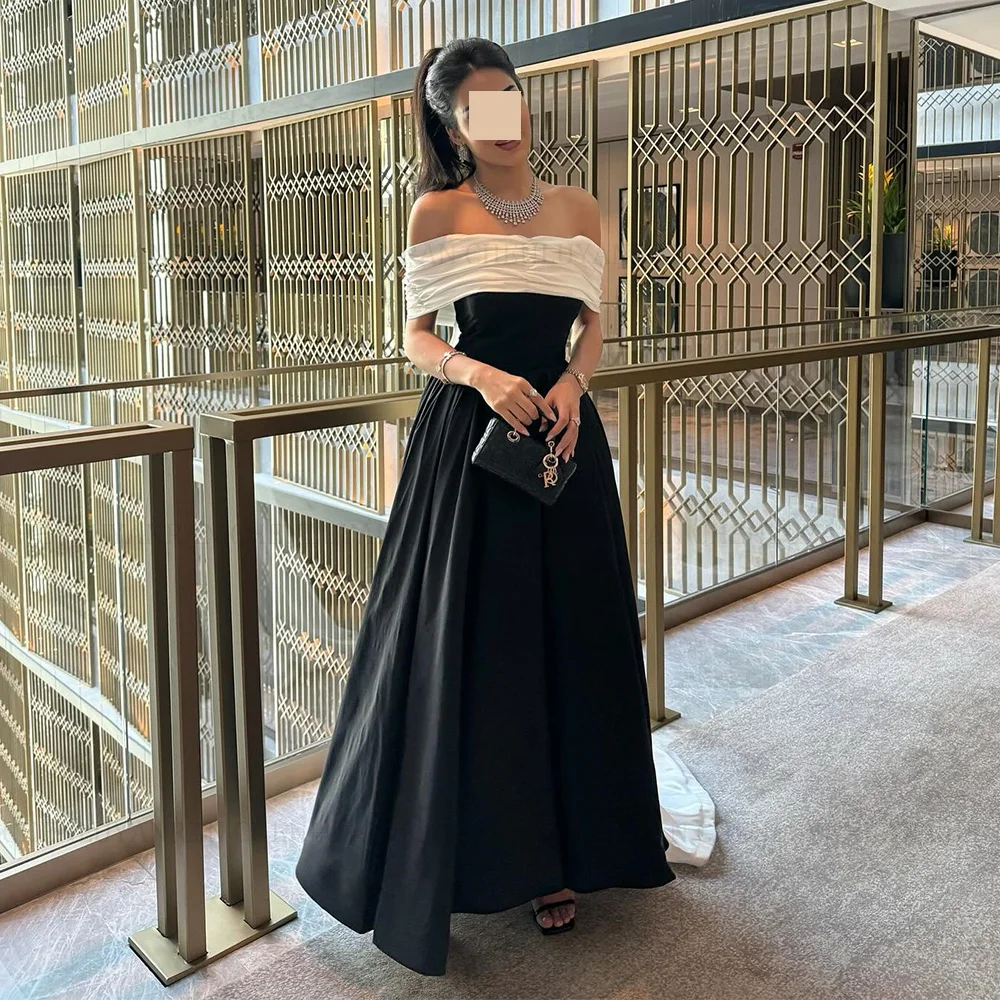 MOLISA Modern Black White Formal Occasion Dresses 2024 Customized A-Line Off the Shoulder Pleated Party Dress Evening Gowns