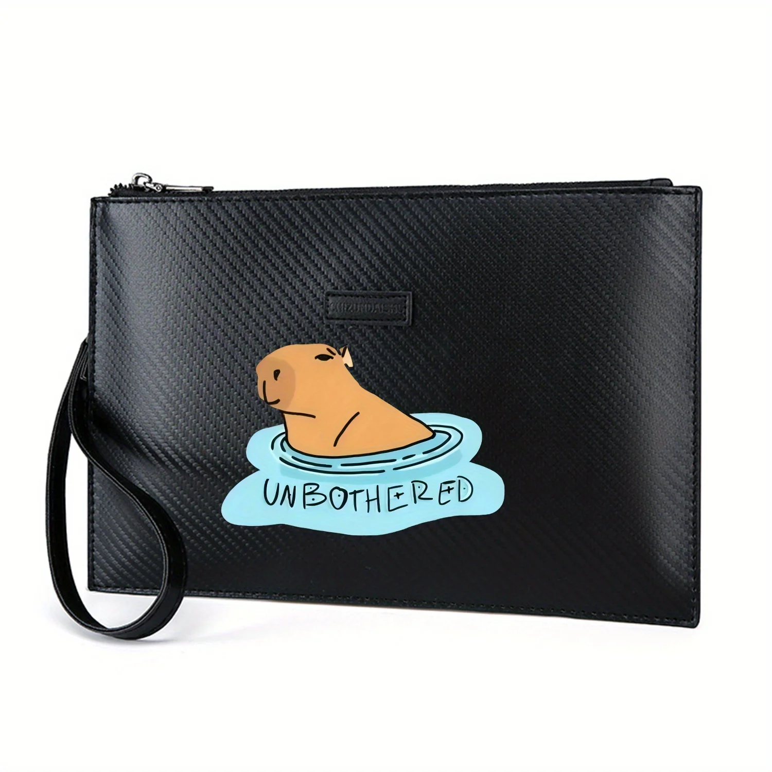 Capybara floating water unbothered serene Elegant Printed PU Men's Handbag Fashionable and Practical for Everyday Carry