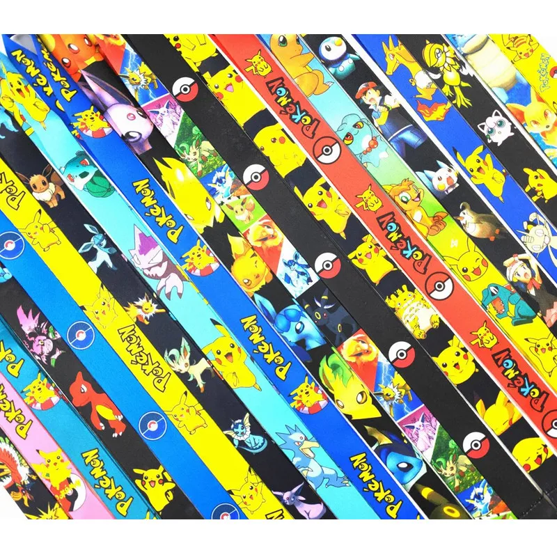 10Pcs Potdemiel Pikachu Mobile Phone Lanyard For ID Card Gym USB Badge Holder Car Key Cartoon Neck Wrist Band Anti-lost Strap