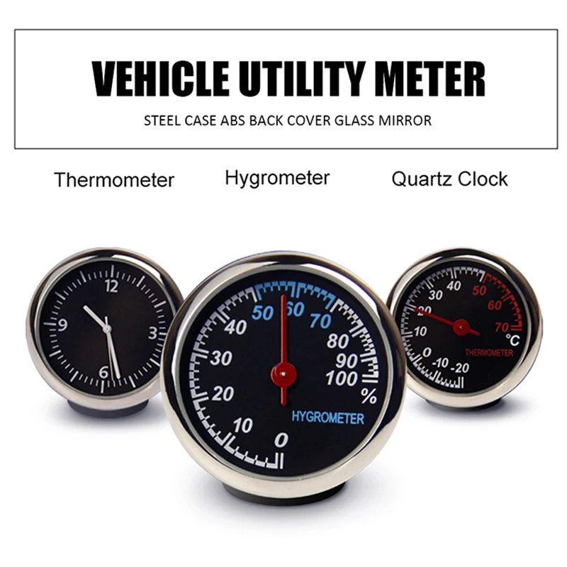 Compact 45mm Thermometer Plastic Round Temperature Gauge Double Metal Temp Monitor Test Fitting for Household Auto