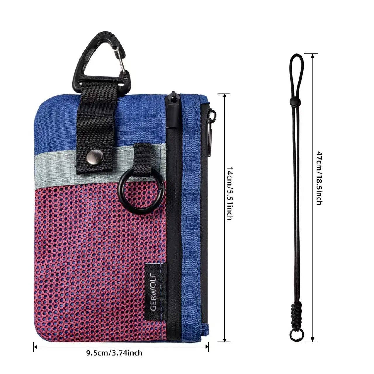 Kleines minimalistisches Portemonnaie für Damen und Herren mit RFID-Schutz, Reißverschluss-Münzfach mit Ausweisfenster und Schlüsselanhänger, Reise-Lanyard-Geldbörse – Detail 6