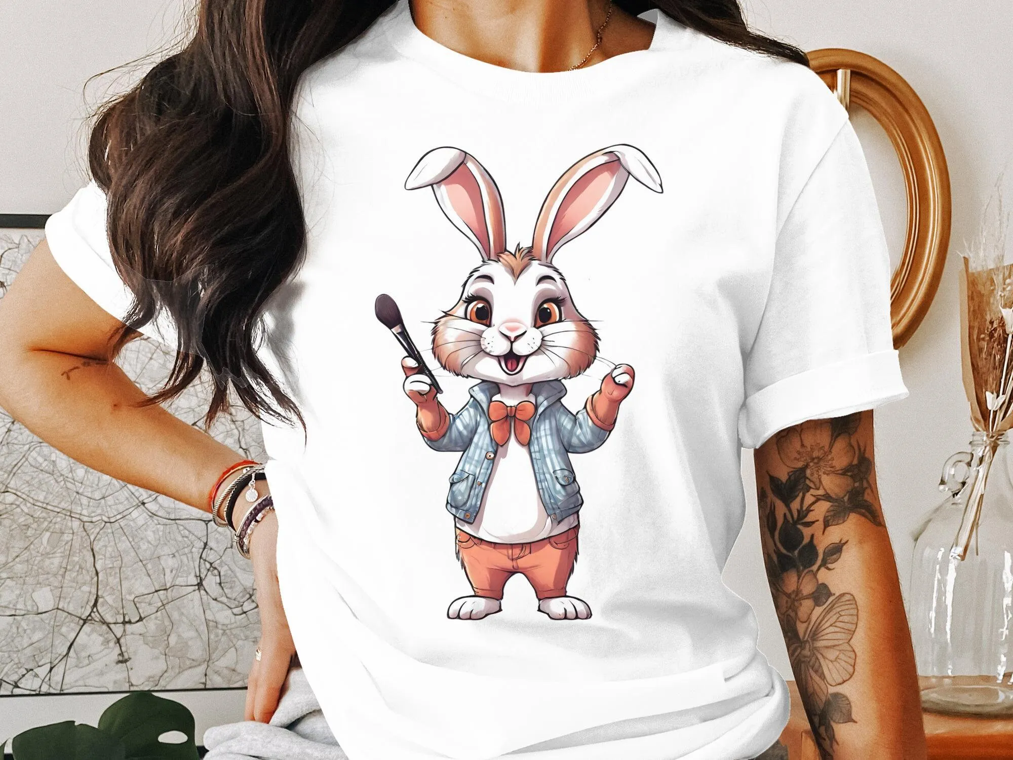 Cool Beautician Esthetician Beauty Makeup Bunny Rabbit T Shirt Hairdresser Birthday Holiday