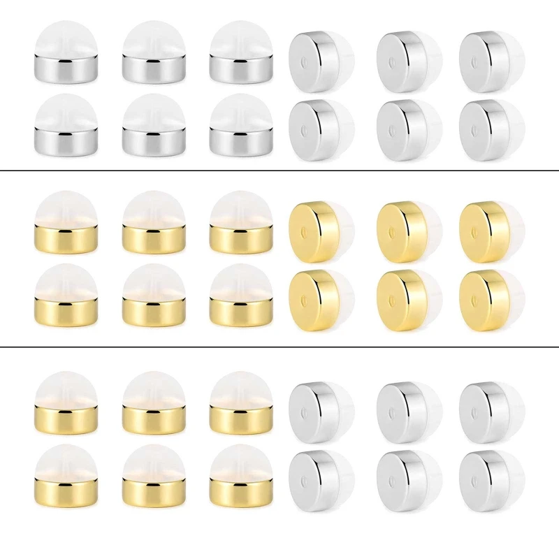 12 peças de silicone macio brinco costas para studs prata ouro brinco substituições hipoalergênico segurança brinco volta