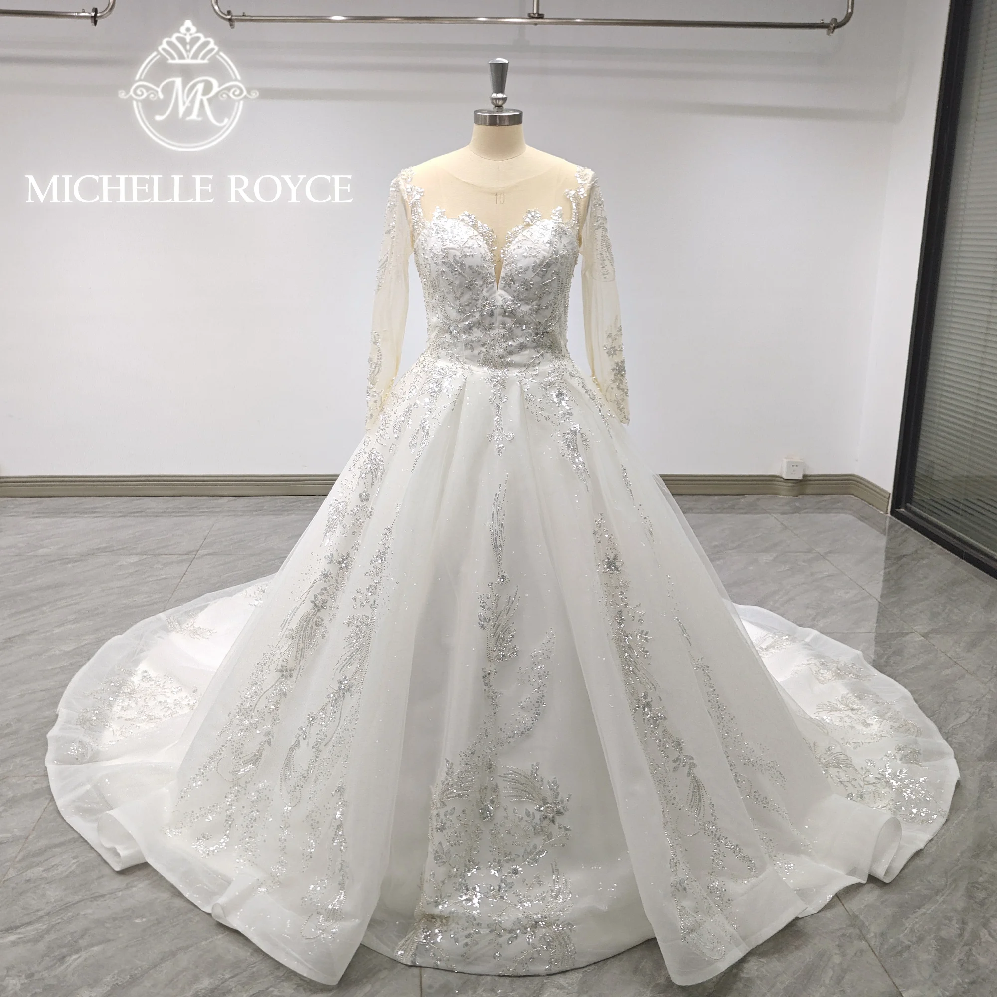 Michelle Royce Luxury Ball Gown Wedding Dress Sexy Sweetheart  Sparkling Sequined Wedding Gown Bride Dresses Vestidos De Novia